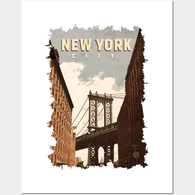 New York City / Vintage Retro art style poster Wall Art by Naumovski